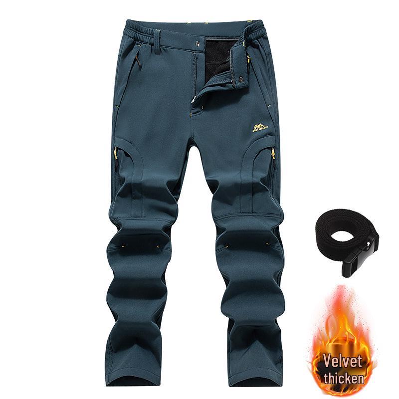 Men's Fleece-Lined Softshell Outdoor Pants: Windproof & Waterproof for Autumn/Winter, Plus Size Available