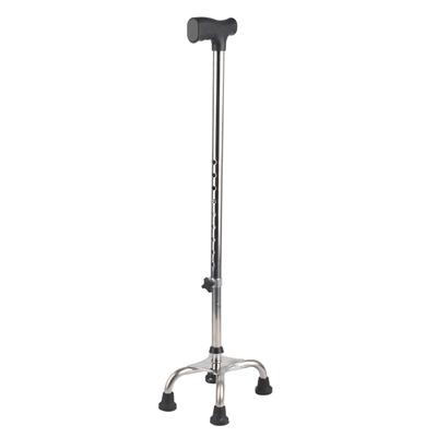 Adjustable Walking Cane with 4 Base Anti Slip Steel Tube Flexible Walking Stick Assistant for