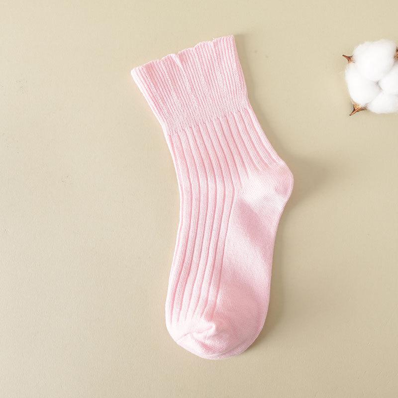 

Свободные носки для пожилых людей, носки для женщин после родов, весенне-осенние носки из чистого хлопка, с широким голенищем, не сдавливающие, гофрированные носки до середины икры 1 pair светло-розовый