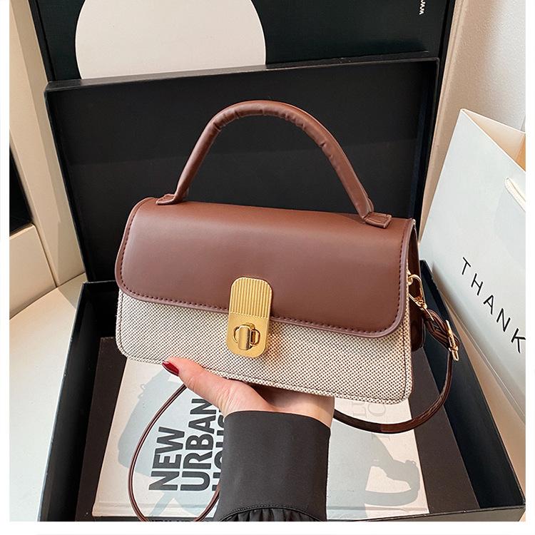 Lock design simple women's new spring fashion retro casual shoulder small square bag