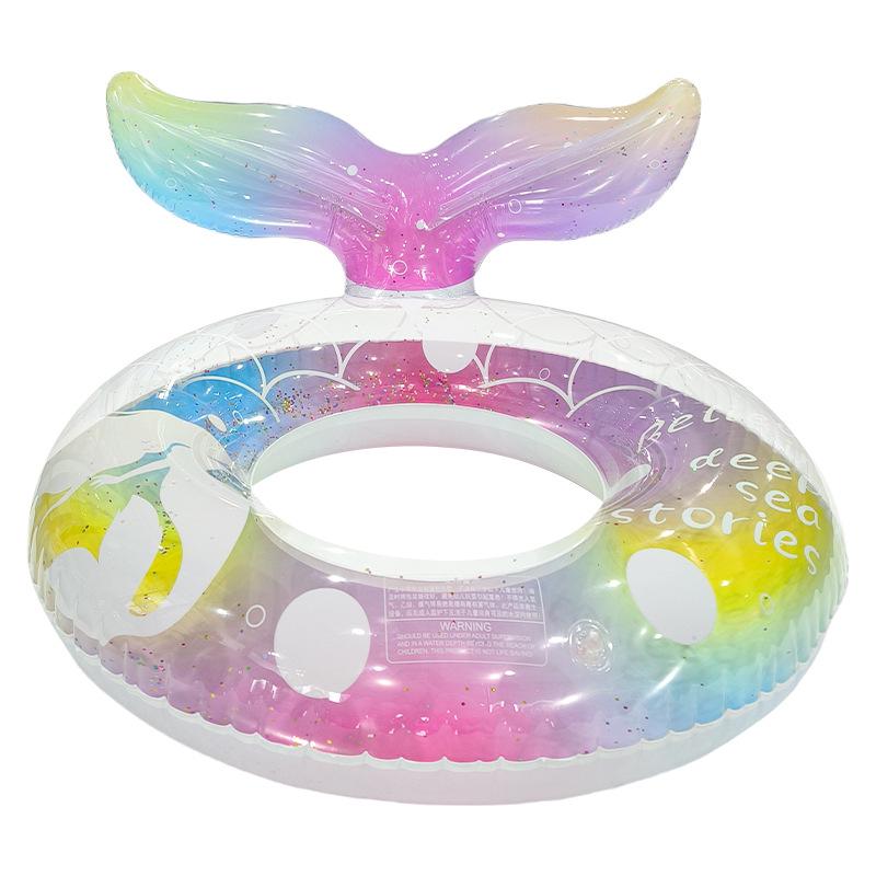 Starry Sky Sequin Mermaid Swim Ring: Thickened Inflatable Children's Float