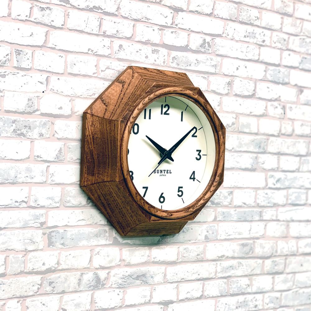 Santel Lucky Octagonal Wall 175 x 45 QL742BR Japanese-made Clock, Brown, mm,