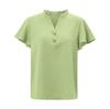 Spring Summer Fresh Casual Women'S Pullover Plaid V-Neck Button Lace Collar Decoration Slim Straight Tube Short Sleeved Top T-Shirt Blouse
