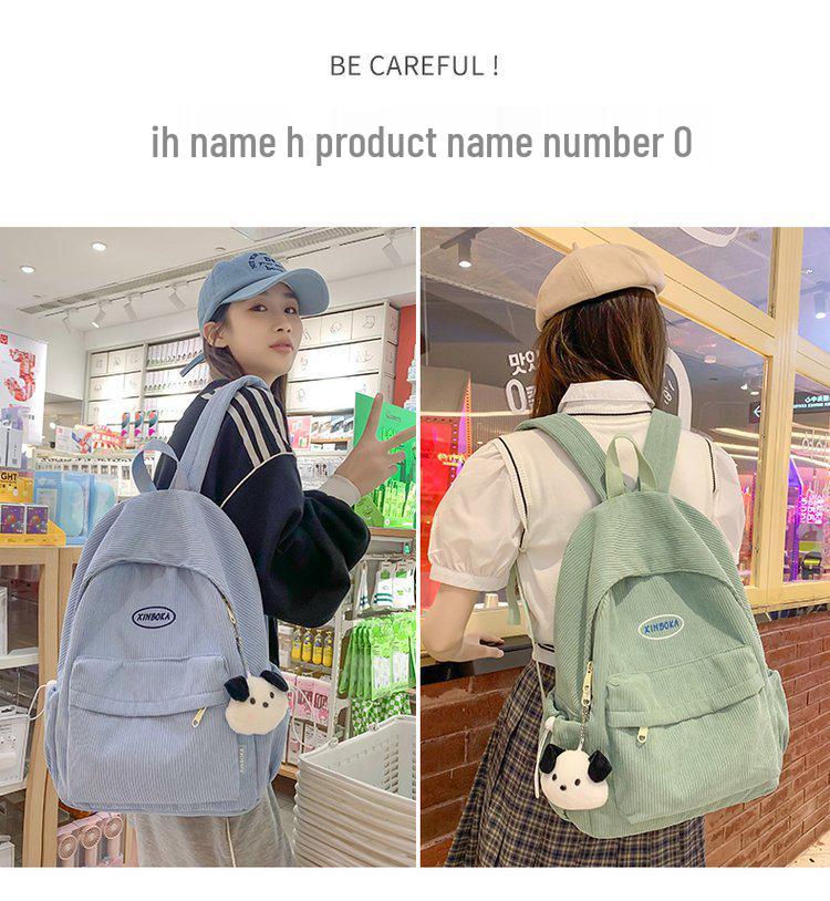 Minimalist Corduroy Backpack - Cute Japanese & Korean Style for Girls