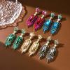 Exquisite Retro Crystal Leaf Tassel Earrings: Zinc Alloy Dangle for Weddings & Evenings