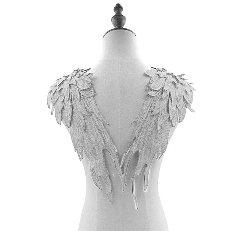 2lots Elegant Angel Wing Fabric Appliques Creative Pattern Patches Bridal Dress for Bridal Attires