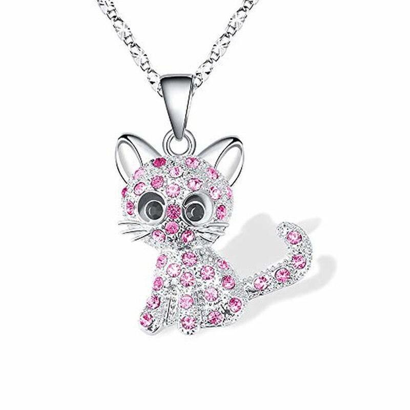 Zircon Cartoon Animal Kitten Necklace 