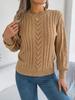 Casual Solid Color Hollow Lantern Sleeve Pullover Sweater