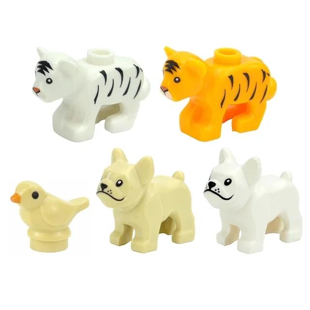 MOC Animals Building Blocks Flamingo Swan Otter Cat Dog Pug Chick Duck Eagle Sheep Owl Rabbit DIY Model Brick Toys for Children