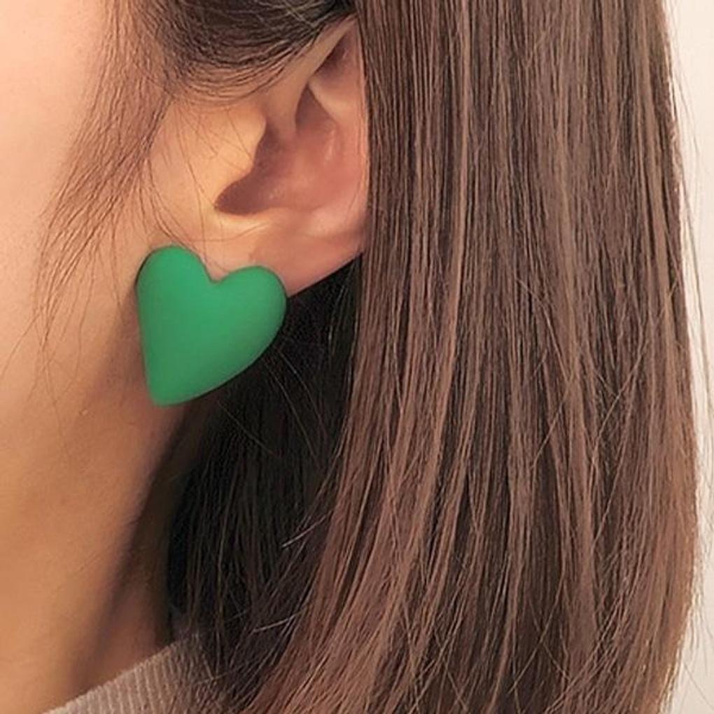 Women's Multi-Colored Heart Silver Needle Earrings