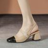 Fashion 2025 Classic Mixed Color Sandals Women Slingback Mary Janes Pearl Belt Med-High Heels Shoes Ladies Office Dress Tacone Sandalias