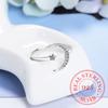 100% 925 Solid Real Sterling Silver Fine Jewelry Moon Star CZ Cocktail Opening Ring Sizable For Women Girl Gift