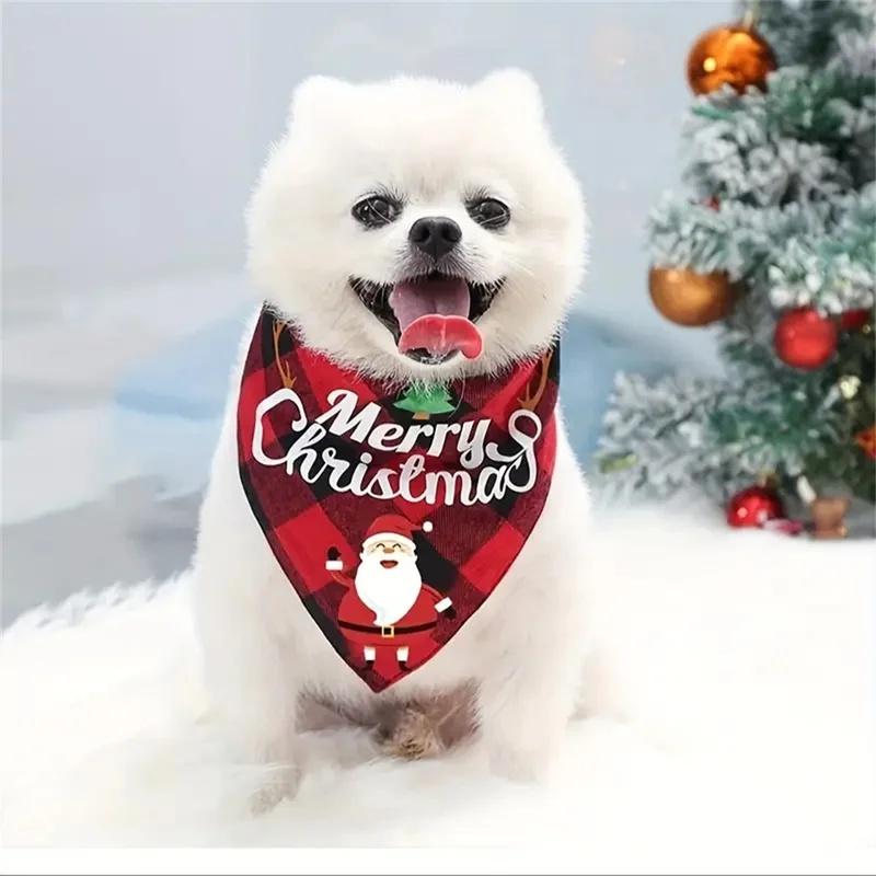 1/2Pcs Halloween Plaid Dog Bandana, Adjustable Triangle Pet Scarf Saliva Towel Holiday Party Decor for Small Large Dogs