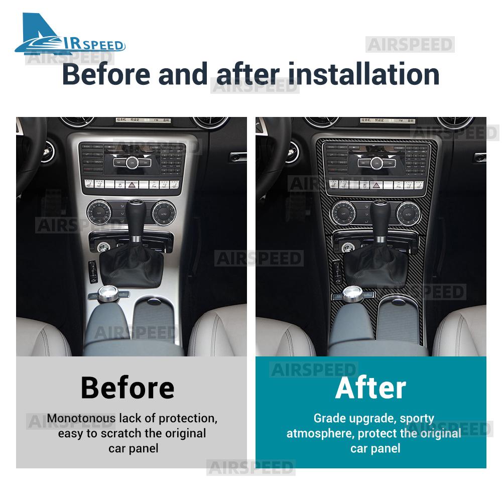 Real Soft Carbon Fiber Trim Sticker For Mercedes Benz SLK R172 2011 2012 2013 2014 2015 2016 Car Central Control Gear Panel