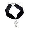 Gothic Punk Velvet Rose Cross Heart Choker Necklace - Y2K Retro Style