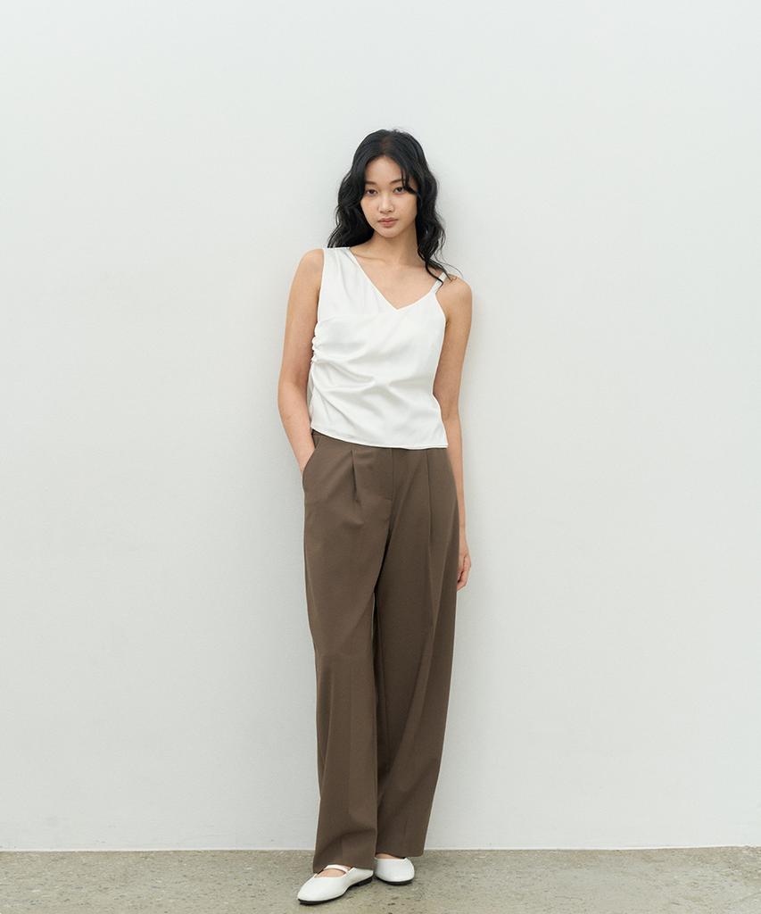 MAKE A TOAST Double-Pleat Curve Pants Brown Mbespa002Br