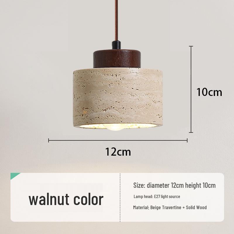 Yellow Travertine Pendant Light - Retro Cream Wabi-sabi Style for B&B, Restaurant, Bedroom, or Bedside.