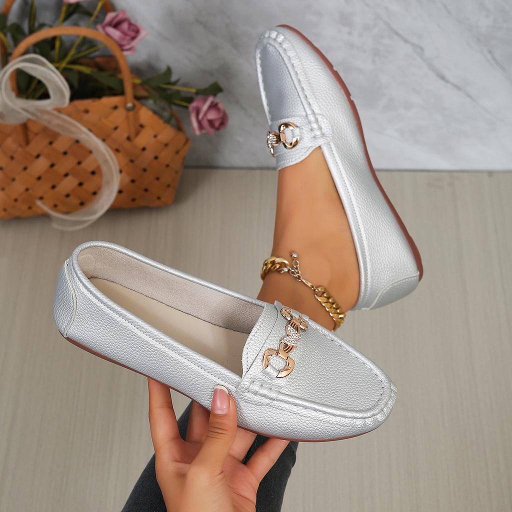 Fashion Women's Casual Coat Metal Chain Decorative Flat Shoes 2025 Spring and Autumn New Fashion Comfortable Low-cut Shoes Zapatos Mujer