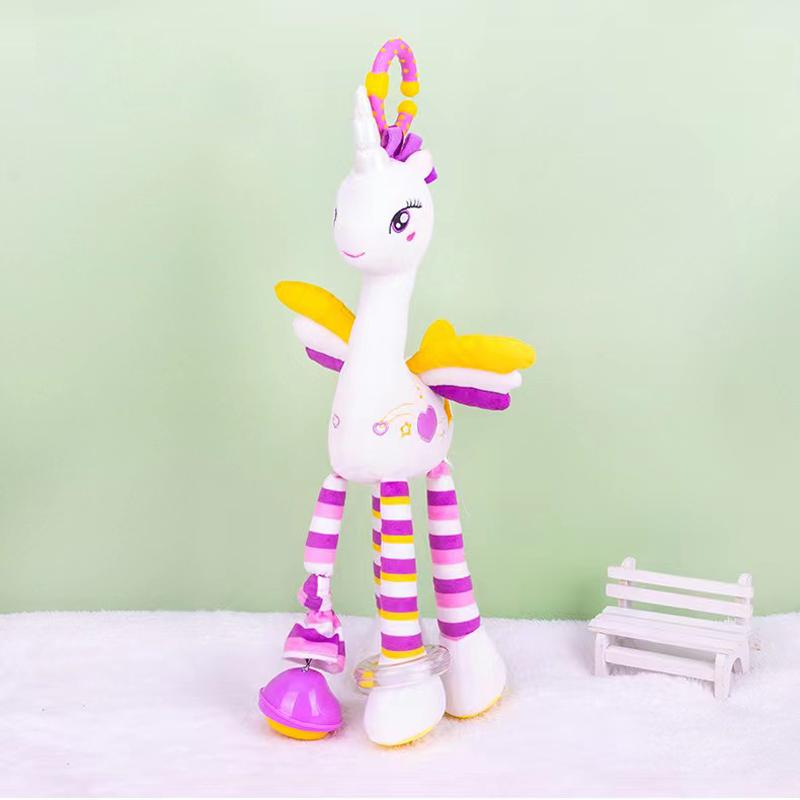 Small Baby Cartoon Animal Shape Bed Bell, Pram Hanging Bell, Fairy Unicorn Multi-function Bed Bell with Silicone Teether Gift