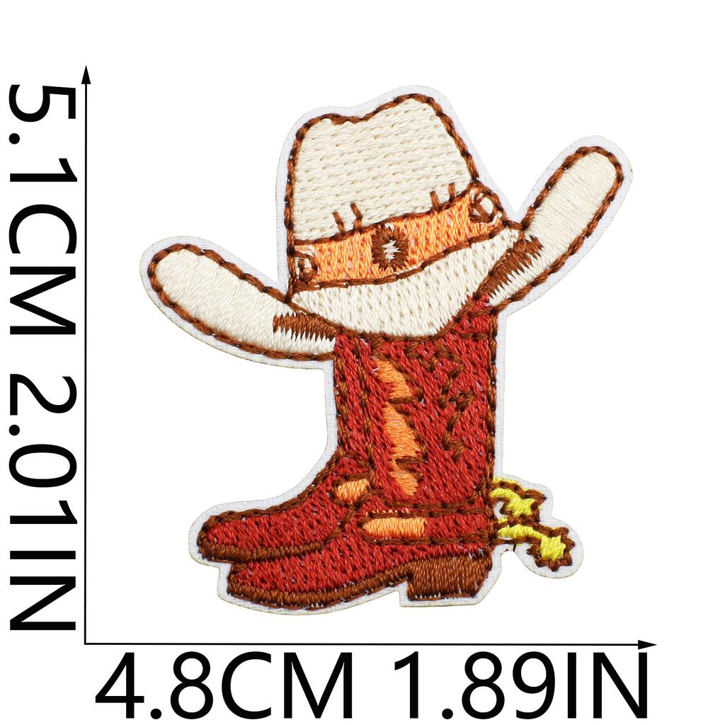 52 Pezzi Stoffa Ricamata Mista Tema Western Denim Adesivo Stile Punk Teschio Patch Adesivo Decorazione Vestiti Cactus