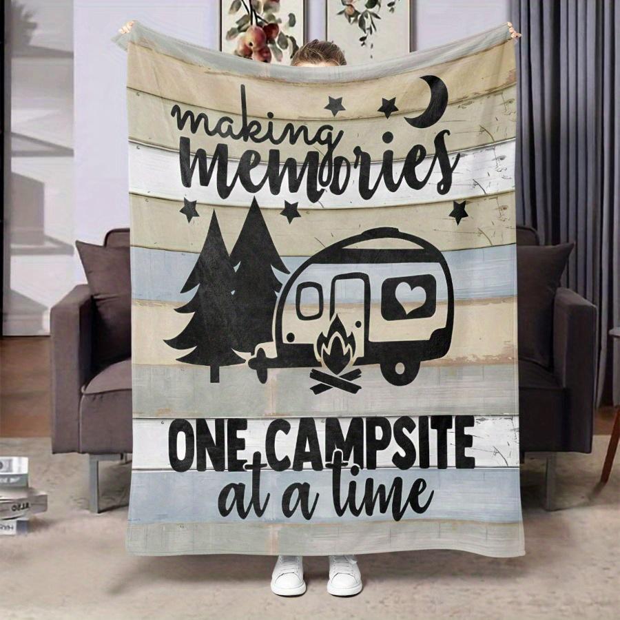

Camping Quote Throw Blanket - Soft Polyester All Season Blanket for Home/Beach/Car, Rustic Decor, Cozy Camping Accessory 100x150cm