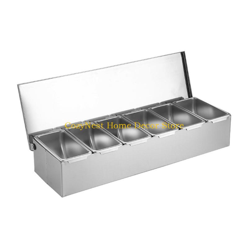 92MF Practical Nonrust Steel Spice Storage Box Multi Section Kitchen Essential For Organized Cooking And Meal Preps