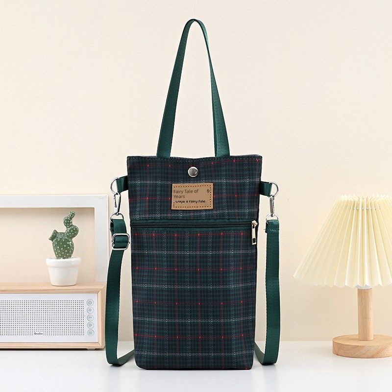 

New Arrival Water Cup Bag Mini Crossbody Umbrella Bag Braised Cup Kettle Bag Thermos Cup Cover Satchel Casual Small Bags Dark green plaid (506 Cup bag)