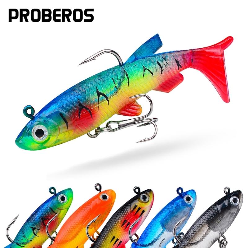 5Pcs Fishing Jig Soft Lures Set with Jig Head, Soft Swimbaits with Paddle Tail