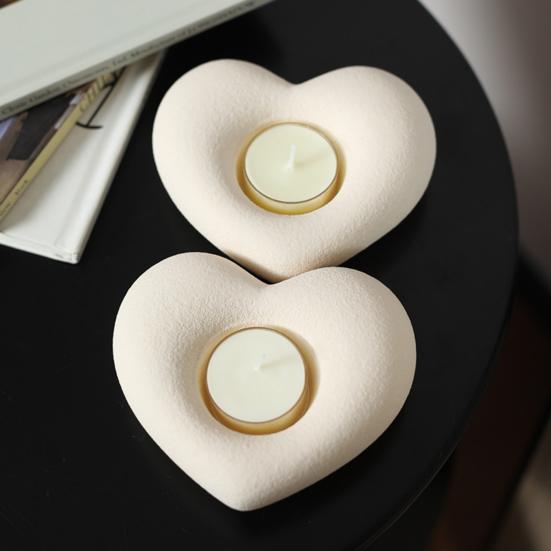 Yousheng Herzförmiger Keramik-Kerzenhalter Kleiner Herz-Kerzenhalter für Hochzeitsparty Jubiläum Valentinstag Tischdekoration