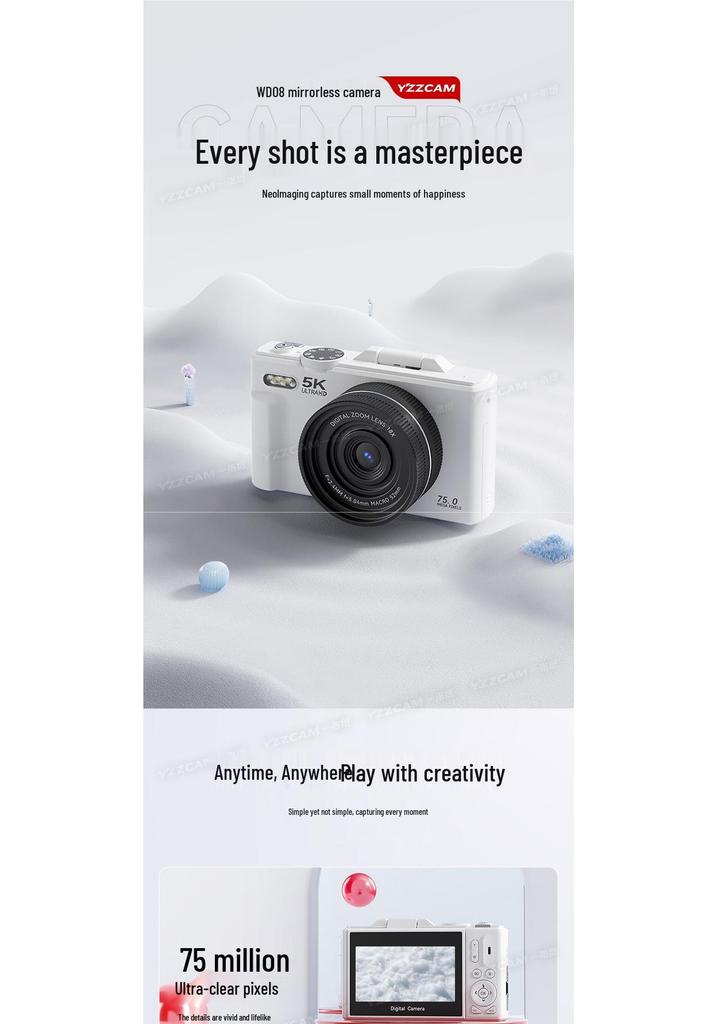 High-Definition Retro Mirrorless Camera for Students and Travel - Entry-Level, Perfect for Girls