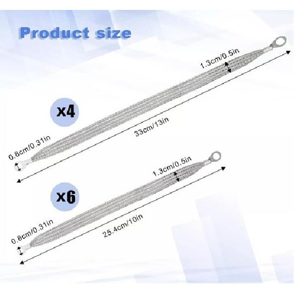 10*Universal Car Automotive Vehicle Ground Straps Engine Ground Strap Kit Silver