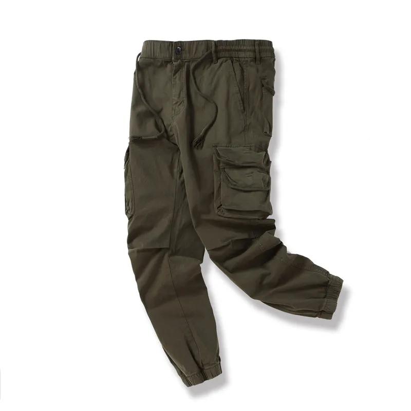 2026 Spring Men's Slim Fit Cargo Pants Men Multi-Pocket Casual Trousers Male Solid Color Cotton Pants Cross-Border Wear Pants