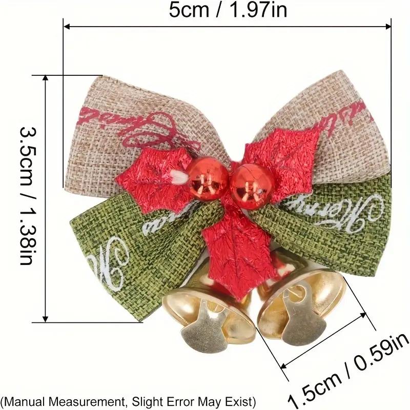 WTEMPO Christmas Mini Ribbon Bow Bell Ornaments Gift Boxes Decorations for Christmas Tree Wedding Birthday Mini Bowknot Bell Craft Presents