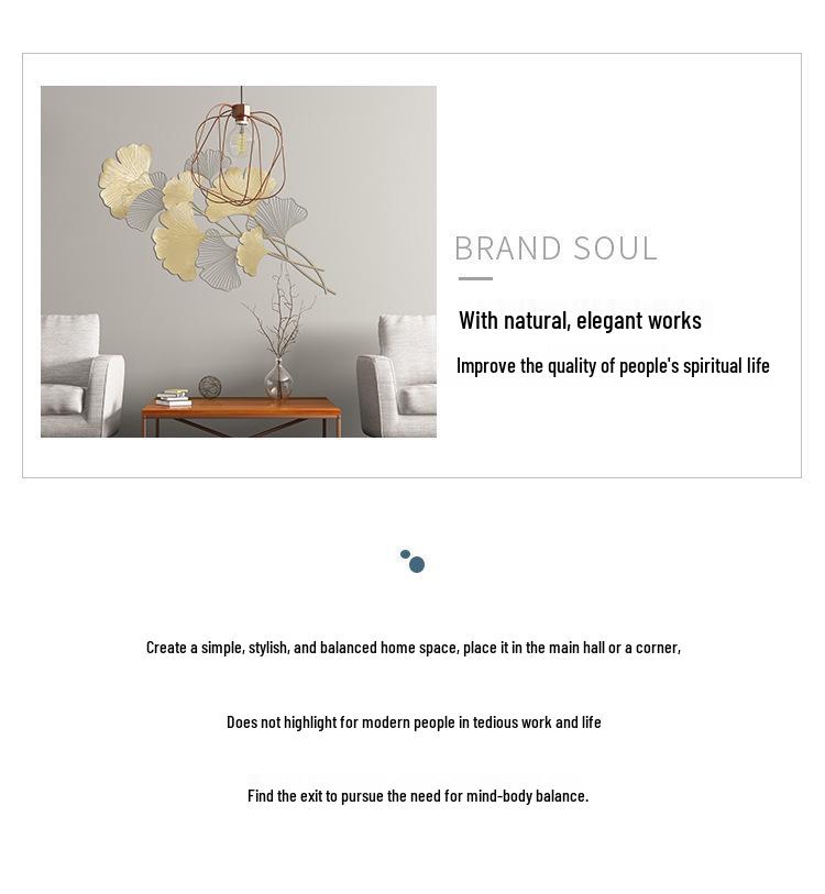 Ginkgo Leaf Iron Art Wall Hanging - 3D Metal Decor for Living Room Entrance