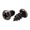 Black Nickel Plated Hardened PA Self-Tapping Screws - Round Head, Pointed Tail, Sizes M1.7-M4.