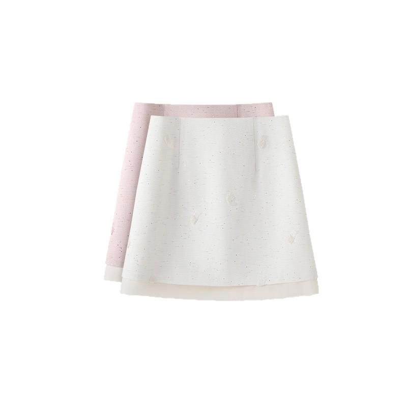 Elegant Women's Pink A-Line Skirt: New Chinese Style with Sequin Embroidery for Spring/Summer 2026