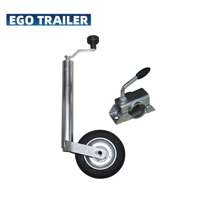 Ego trailer High quality Europe type 48mm trailer jack jockey wheel, trailer stand with clamp top wind,48mm tube, trailer parts