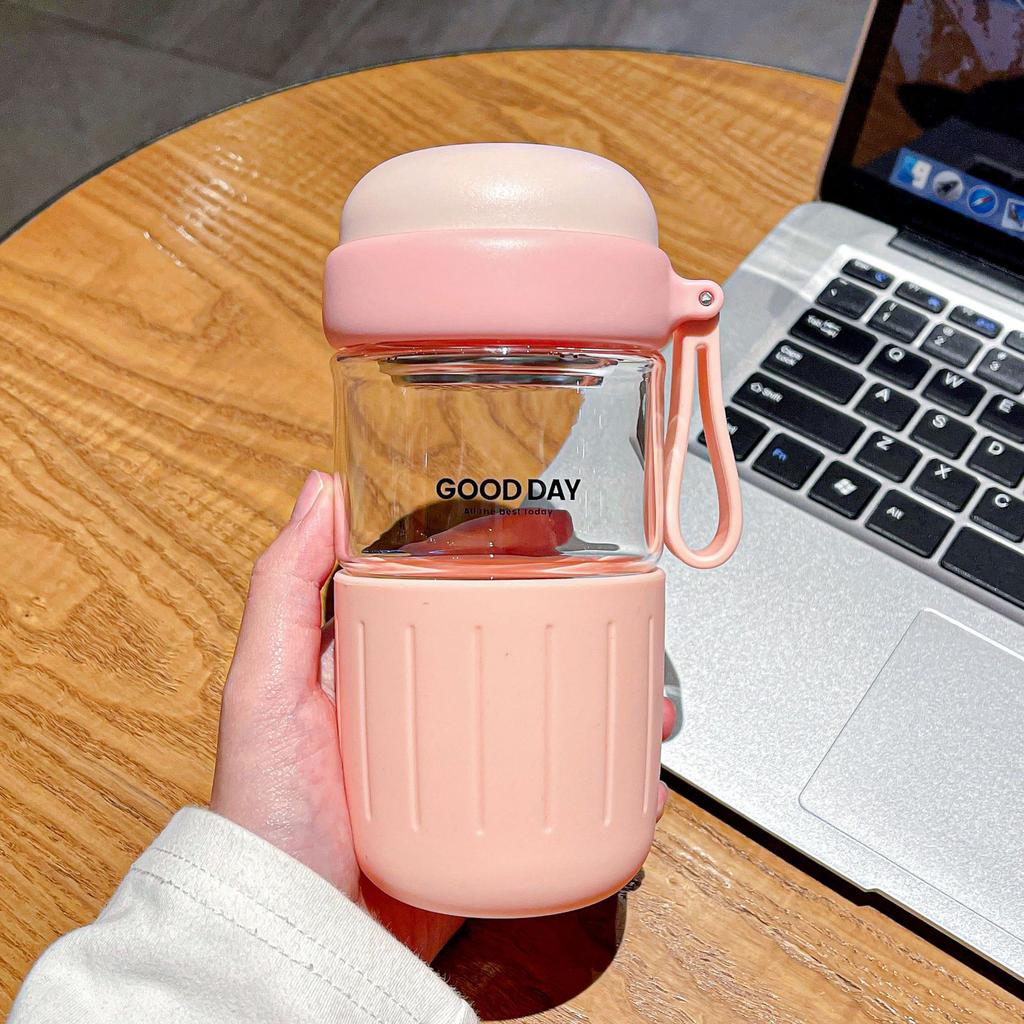 Glass Cup for Women  Tea Cup for Men  High Borosilicate Glass Water Cup  High Temperature Resistant with Cup Sleeve Heat Insulated and Anti Scalding