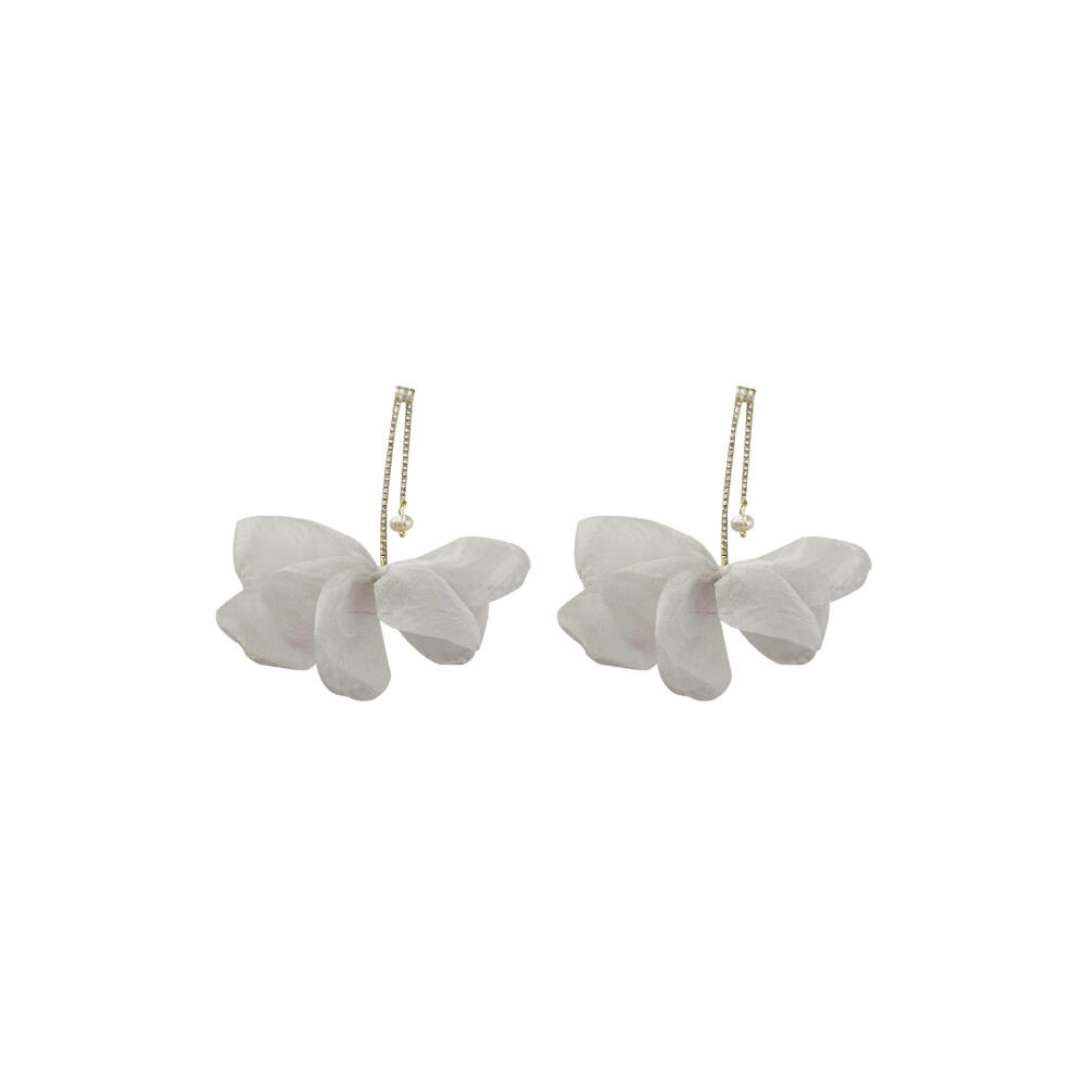 Fashion Flower Zircon Pearl Earrings for Women Exquisite Long Tassel Earrings Summer Seaside Vacation Jewelry Accessories