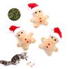 Cute Cartoon Christmas Cat Toy Gingerbread Man with Catnip-Soft Plush Chew Toy for Cats Daily Festive Holiday Gift