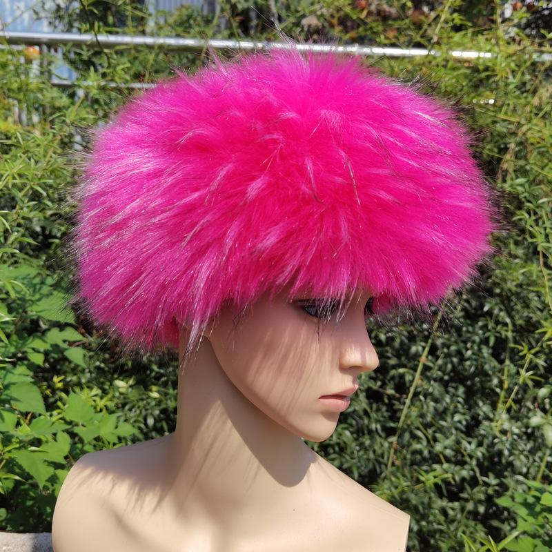 Unisex Thick Fur Dome Cap Retro Warm Flat Top Hat Outdoor Winter Accessories