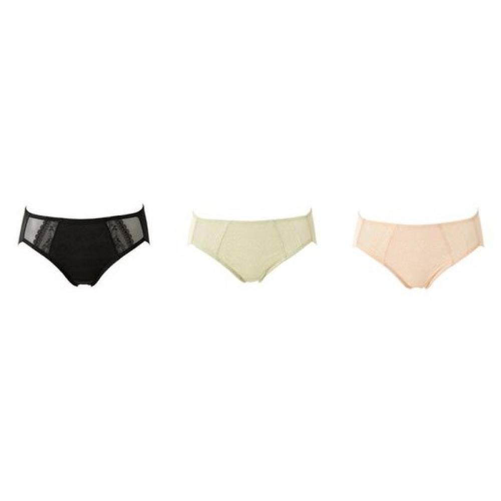 Venus Daily Lace Hipster Panties Set Of 3 Vptg626h 3C (black & green & skin)/90