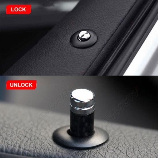 4x Real Carbon Fiber Auto Car SUV Interior Door Lock Knob Pin Handles Universal