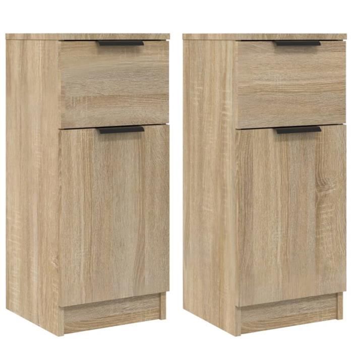 811122 vidaXL Buffets 2 Pcs Sonoma Oak 30x30x70 Cm Engineered Wood