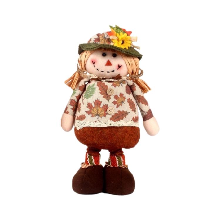 Standing Plush Harvest Scarecrows Dolls with Stretchable Long Legs Autumn Thanksgiving Festivals Decors for Indoor Space