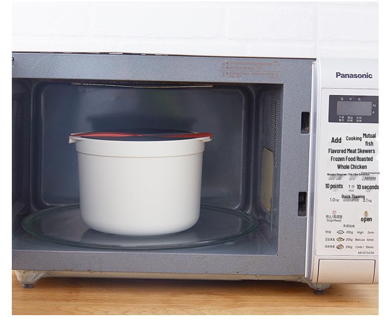 Portable Double-Layer Microwave with Lunch Spoon, Rice Steamer, Large Capacity Soup & Rice Cooker.