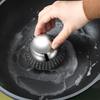 Long Lasting Scrub Brush Stainless Steel Pot Cleaning Brush, with Ergonomic Handle, Heavy Tool Duty Kitchen Scrubbing for Pans Grill Dishes Sturdy