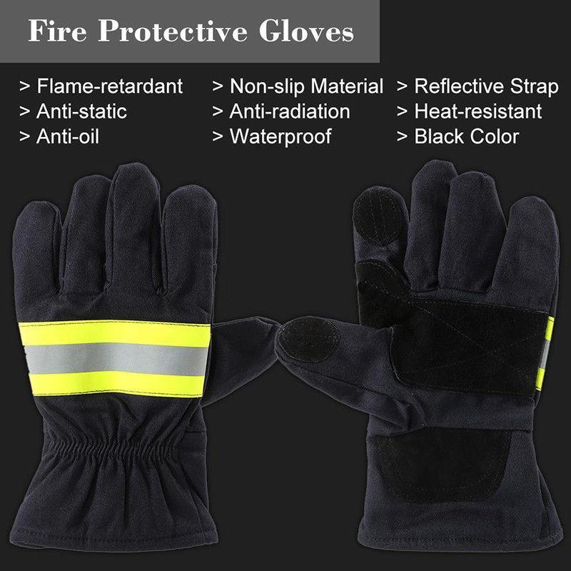 1 Pair Black Non-slip Heat Proof Gloves Fire Proof Gloves Firefighting Gloves