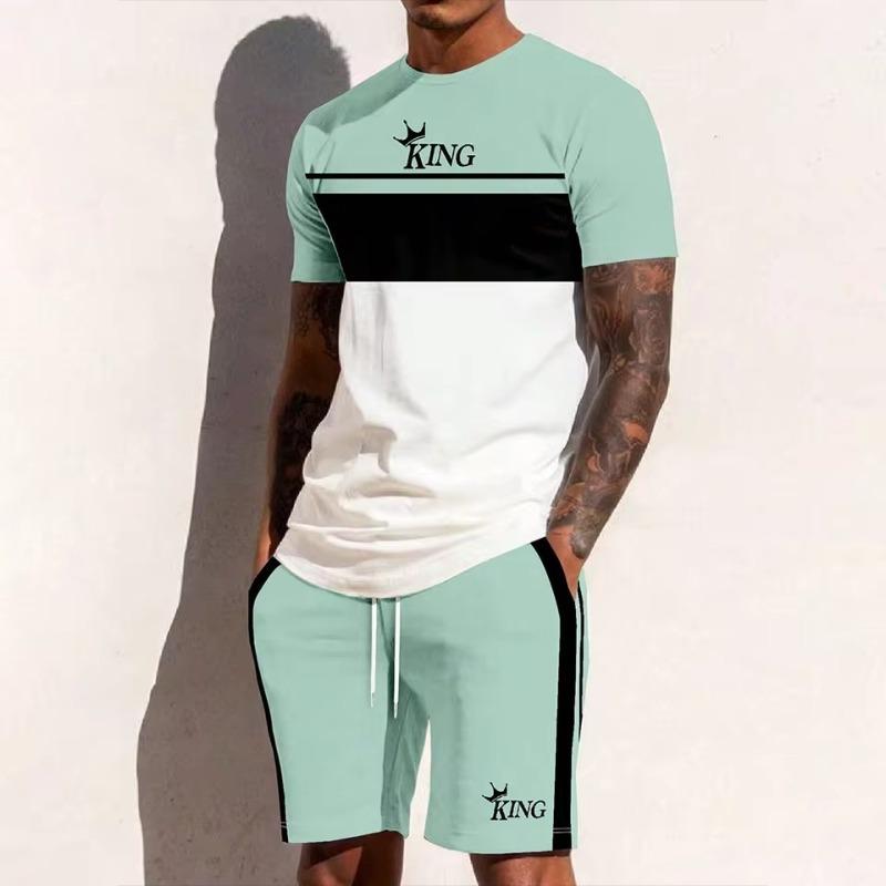 3D Printing Summer Y2K Style Fashion Trendy Men's Set Extra Large Men's Loose Top Refreshing and Breathable Leisure Travel Set