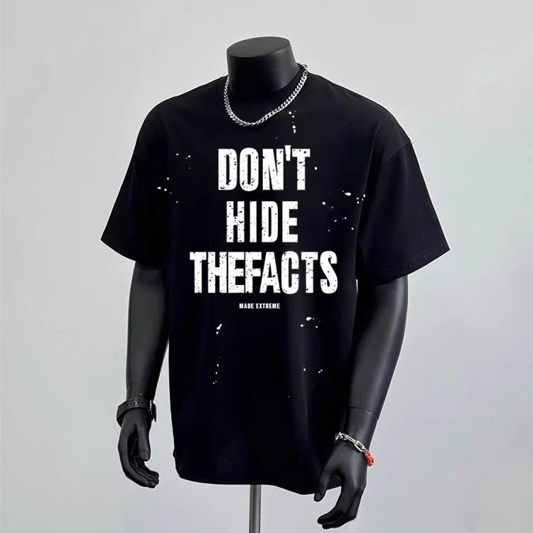American Oversized Heavyweight Unisex Streetwear T-shirt with Tie Clip